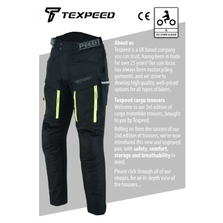 Motorbike Trousers Waterproof Cordura With CE Biker Armour Protection zwart maat 3XL - Image 3