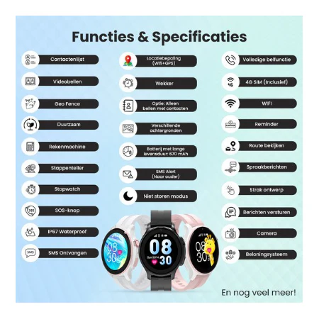 VUBIO 4G Kinder Smartwatch L1 - GPS - Videobellen - Zwart - Image 5