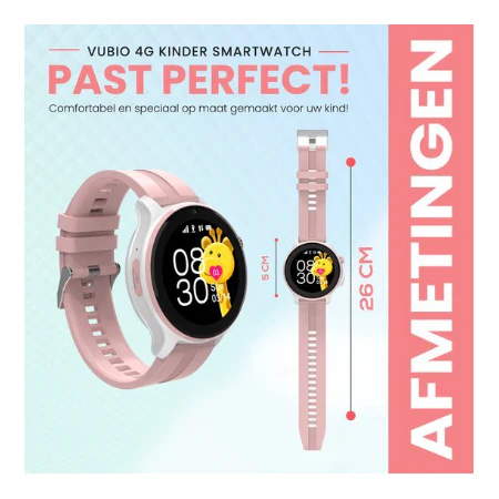 VUBIO 4G Kinder Smartwatch L1 - GPS - Videobellen - Roze - Image 4