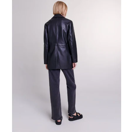 Maje - zwarte leren dames jas - Maat 38 - Image 6
