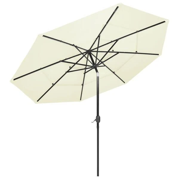 vidaXL Parasol 3-laags met aluminium paal - 3 m - zandkleurig - Image 3