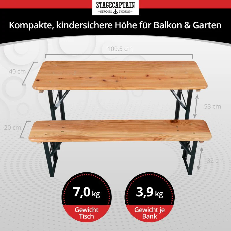 Kirstein Stagecaptain BBK-110 cm (kindertafel- en bankenset voor feesttenten) - Image 3