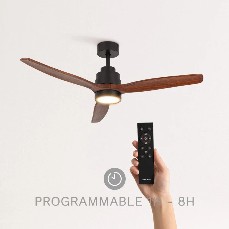 CREATE - Plafondventilator 40W silent Ø132 cm - Met Verlichting drie temperaturen - Met Afstandsbediening - 6 Snelheden - Timer - Zomer/Winter functie - Zwart - WIND STYLANCE - Image 3