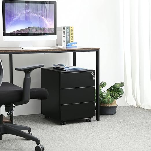 SONGMICS verrijdbaar ladenblok met 3x lade - kleur zwart - Image 4