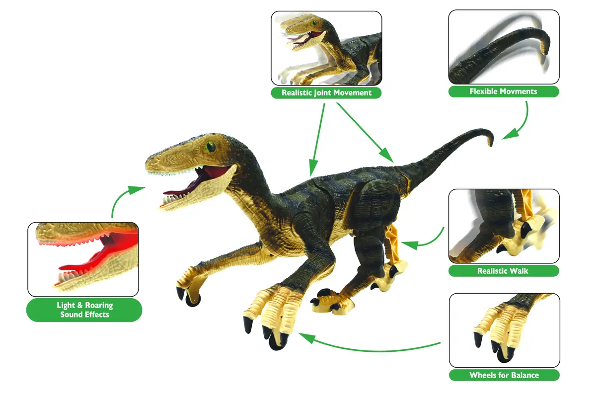Velociraptor RC dino met licht en geluid - Image 2