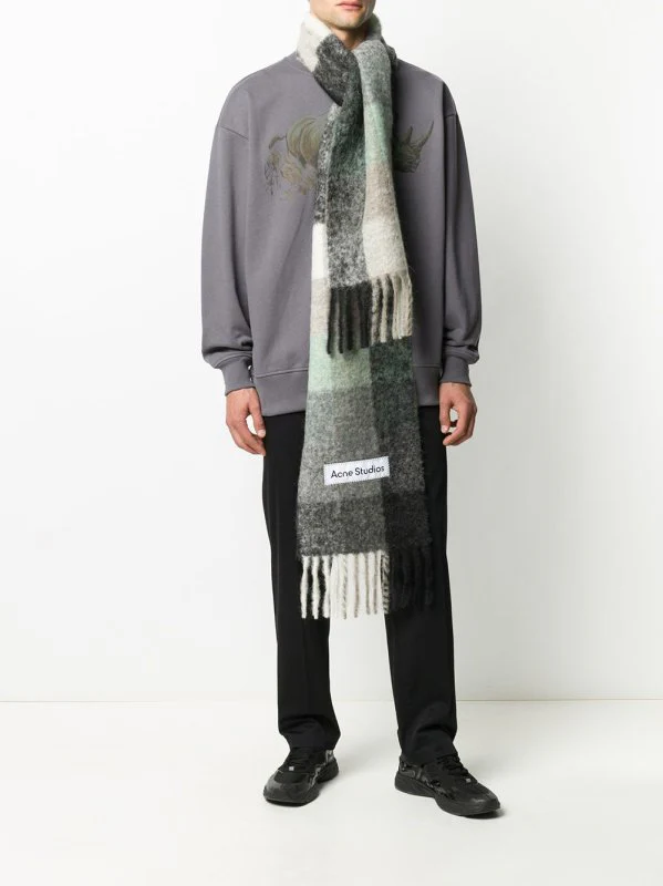 Acne Studios - Heren Sjaal met logopatch - groen/blauw