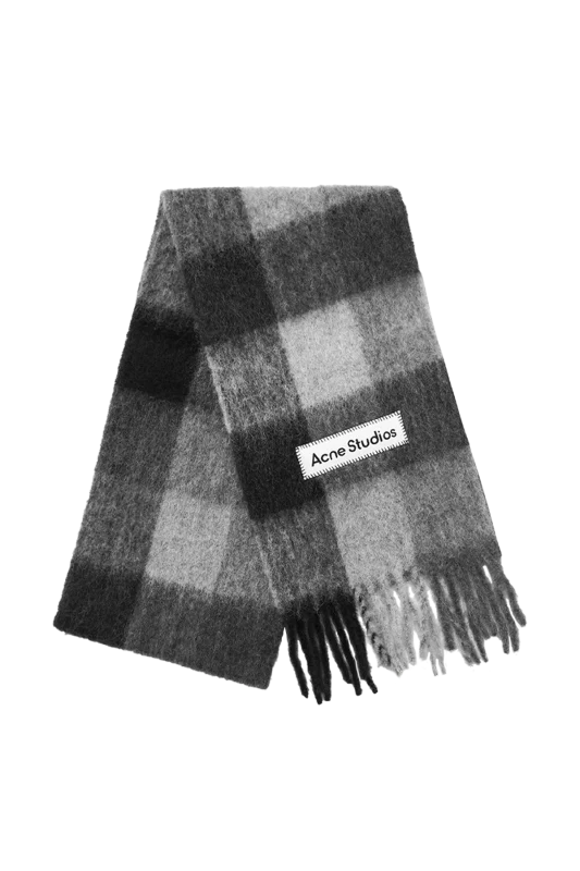 Acne studios - Geblokte Heren Sjaal - zwart/donkergrijs