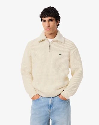 Lacoste Wollen heren Sweater crème - Maat M