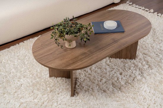 IRIS walnoten ovale salontafel 60Bx119Lx40H cm - Image 4