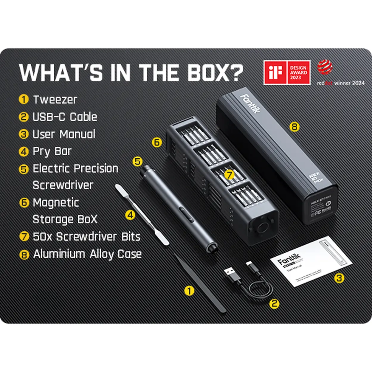 Fanttik E1 Max elektrische schroevendraaier, mini precisie schroevendraaier set, 50 magnetische bitjes, magnetische opslag, 5/32 inch hex, herstelset voor elektronica, telefoon, camera, laptop en horloge (grijs) - Image 3
