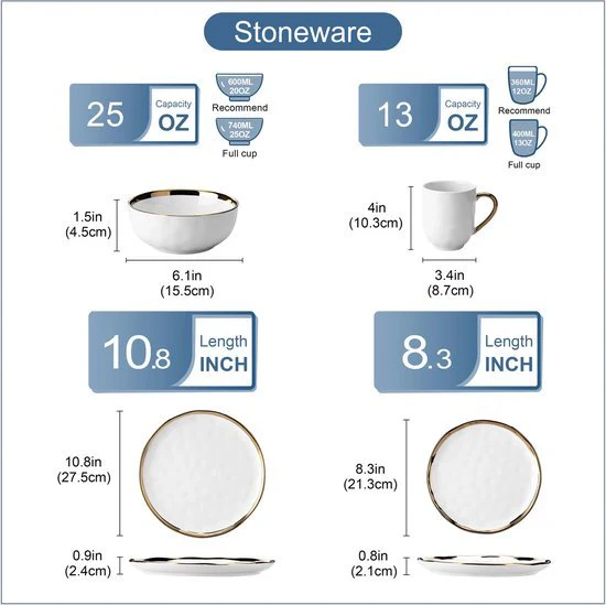 GranMaison - Luxe Serviesset – 16 delig – 4 persoons – Porselein - Image 4